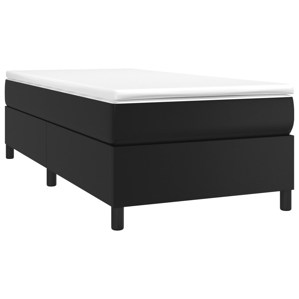Estrutura de cama com molas 100x200 cm couro artificial preto
