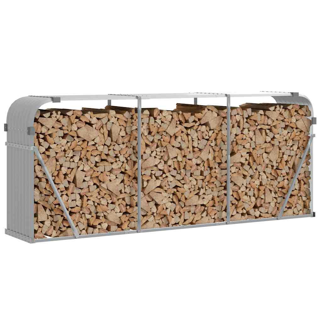 Suporte de lenha 234x45x100 cm aço galvanizado cinza-claro