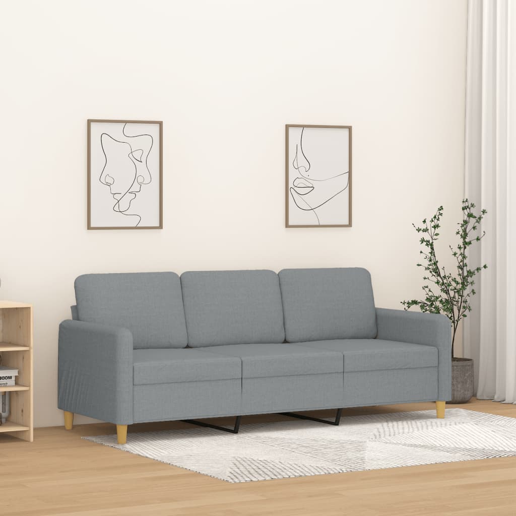 Sofá de 3 lugares 180 cm tecido cinza-claro