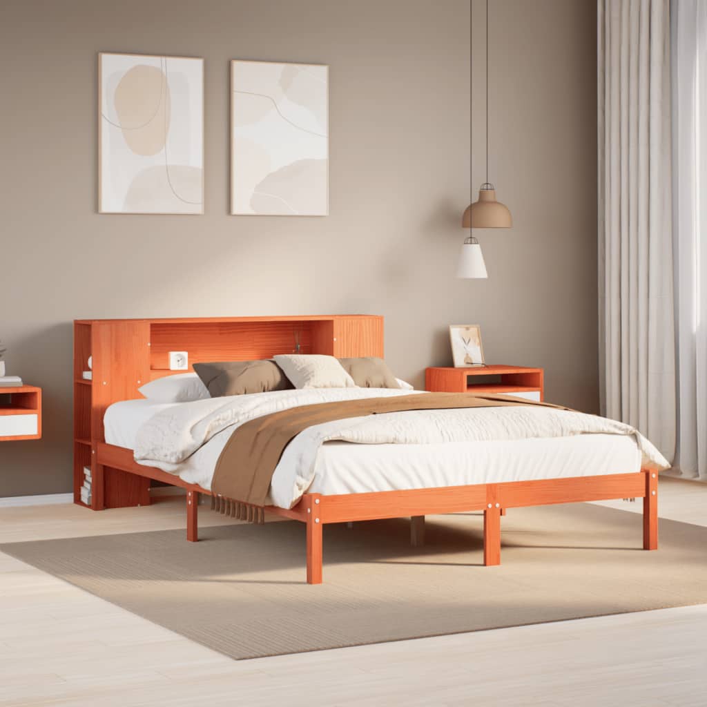 Cama com estante sem colchão 135x190 cm pinho maciço