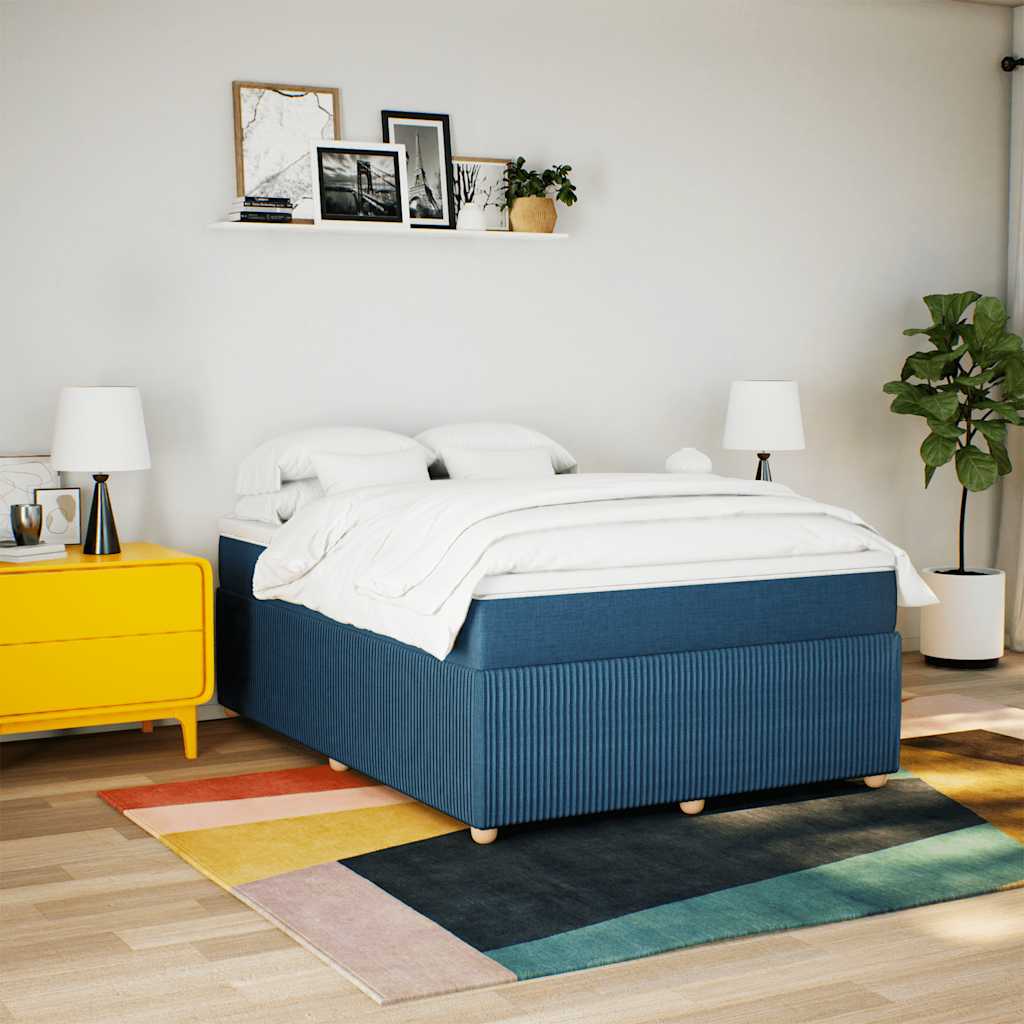 Cama com molas/colchão 140x190 cm tecido azul