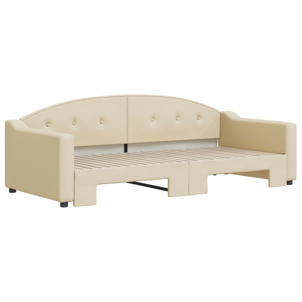 Sofá-cama com gavetão 90x200 cm tecido cor creme