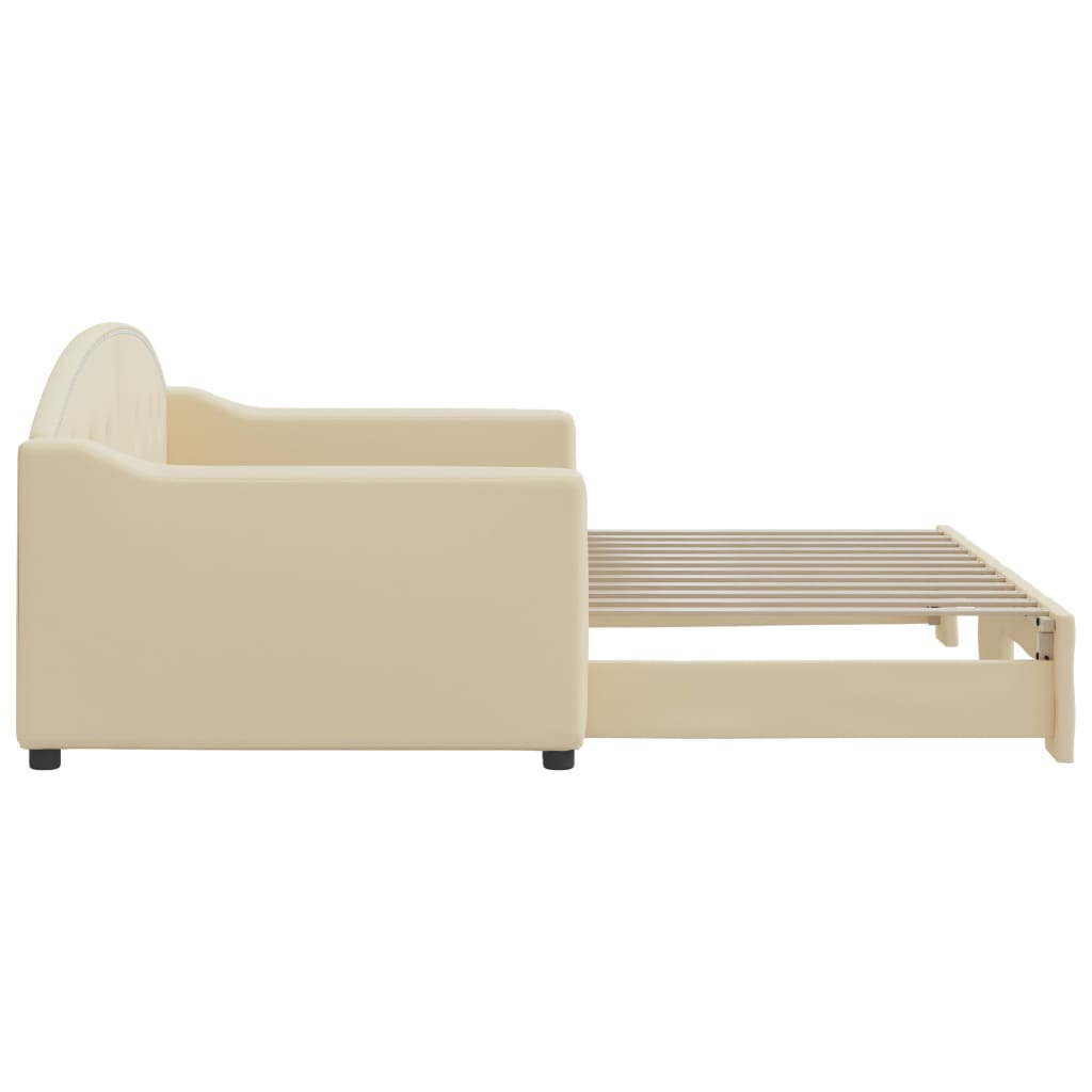 Sofá-cama com gavetão 90x200 cm tecido cor creme