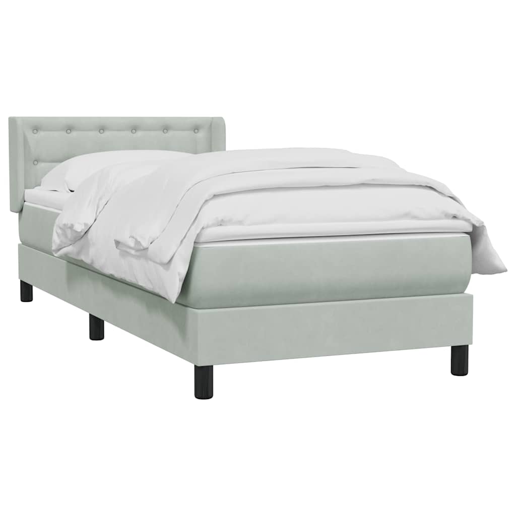 Cama com molas/colchão cinzento-claro 80x220 cm veludo