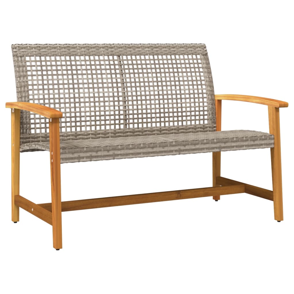 5 Pcs conj. lounge para jardim vime PE e madeira acácia cinza