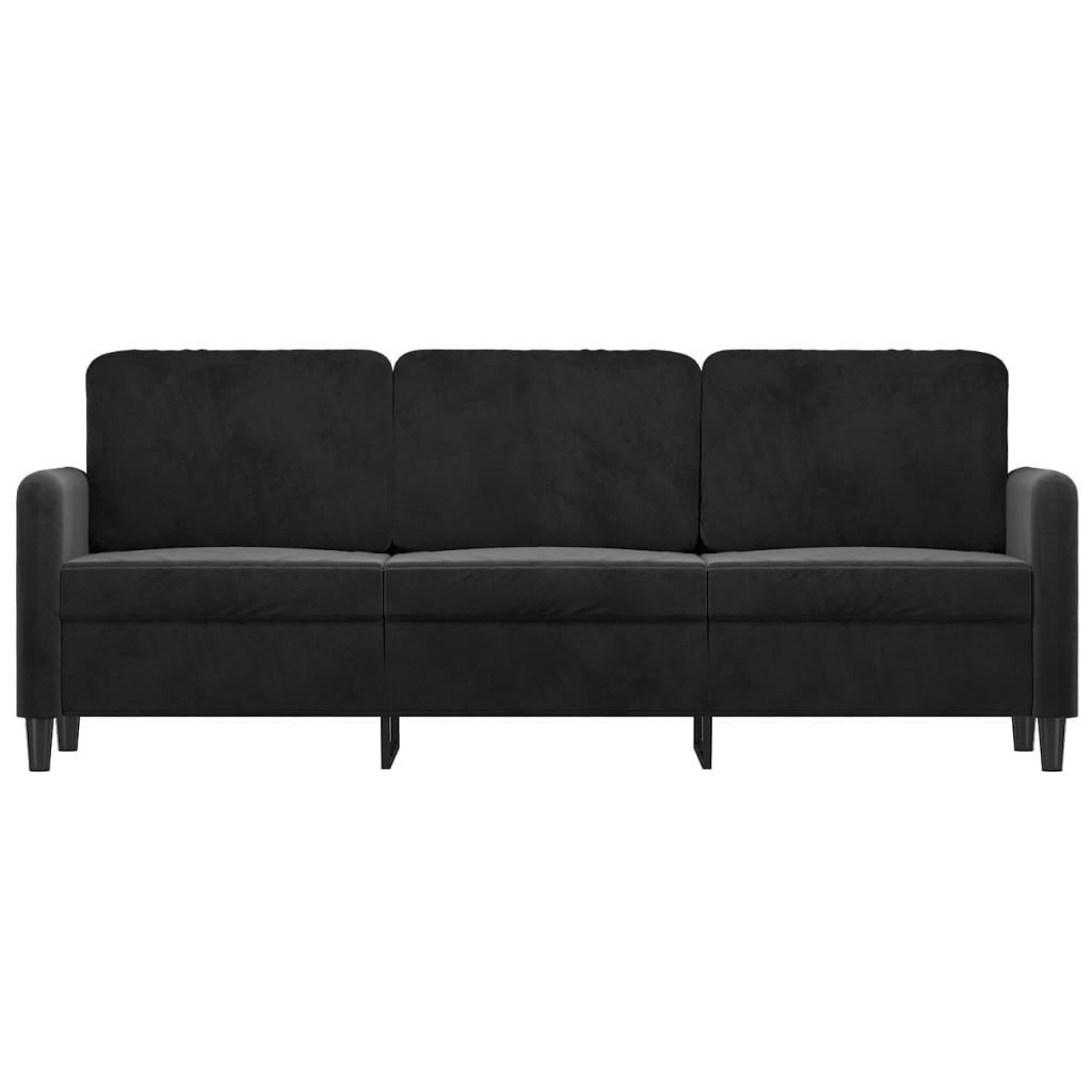 Sofá de 3 lugares 180 cm veludo preto