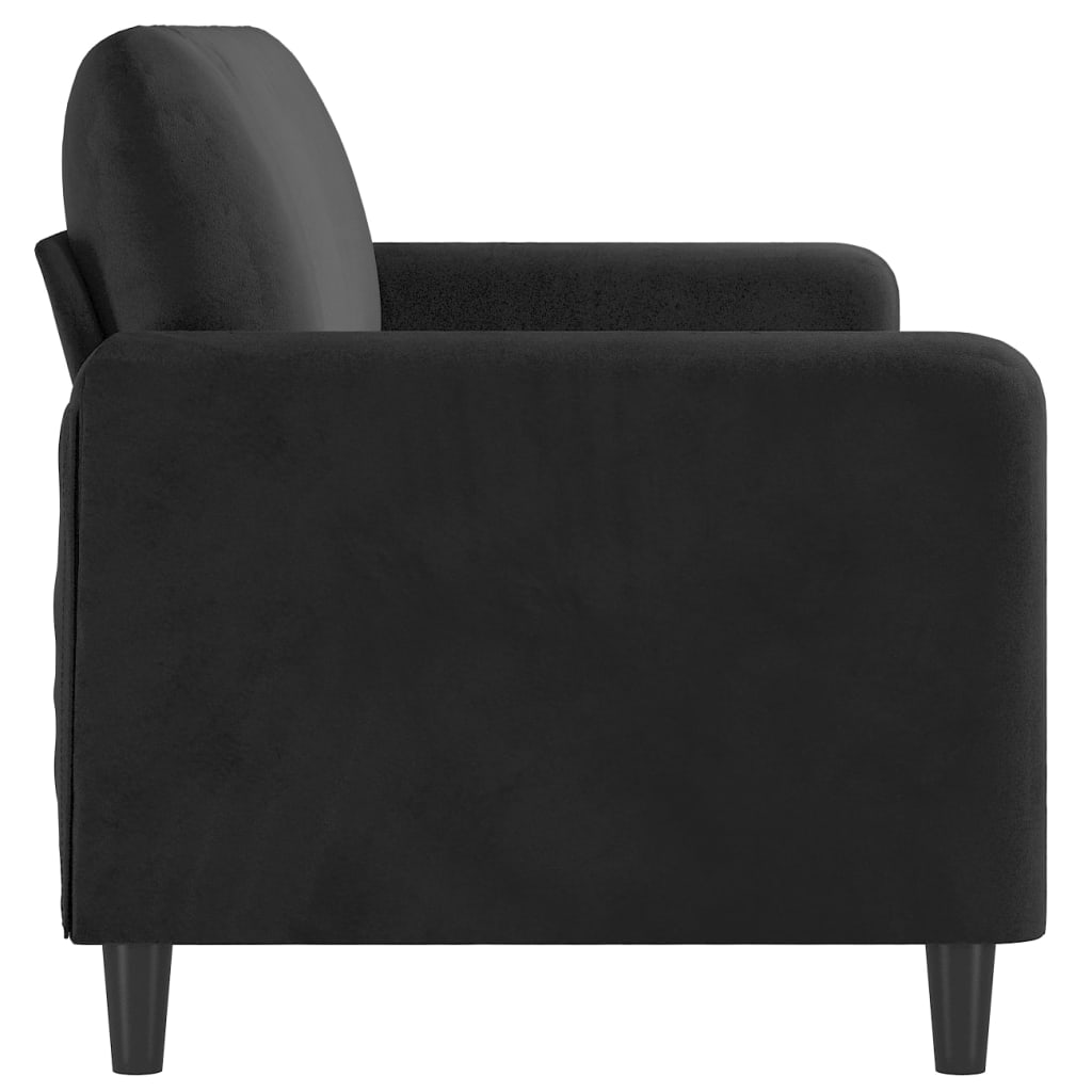 Sofá de 3 lugares 180 cm veludo preto