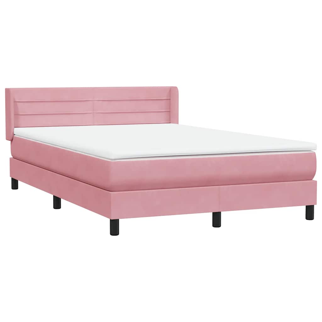 Cama box spring com colchão 160x210 cm veludo rosa