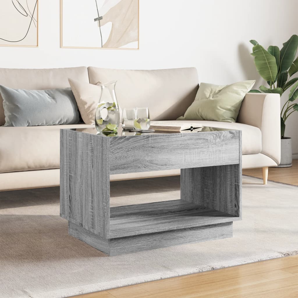 Mesa de centro luzes LED infinity 70x50x50 cm cinzento sonoma