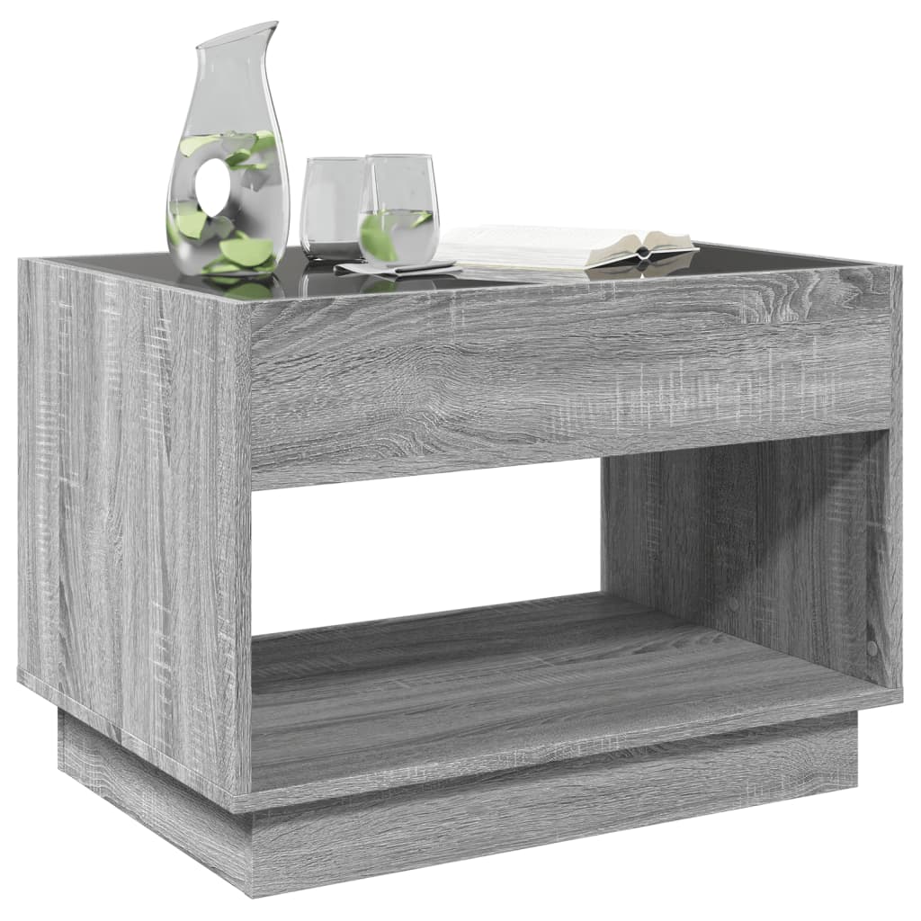 Mesa de centro luzes LED infinity 70x50x50 cm cinzento sonoma