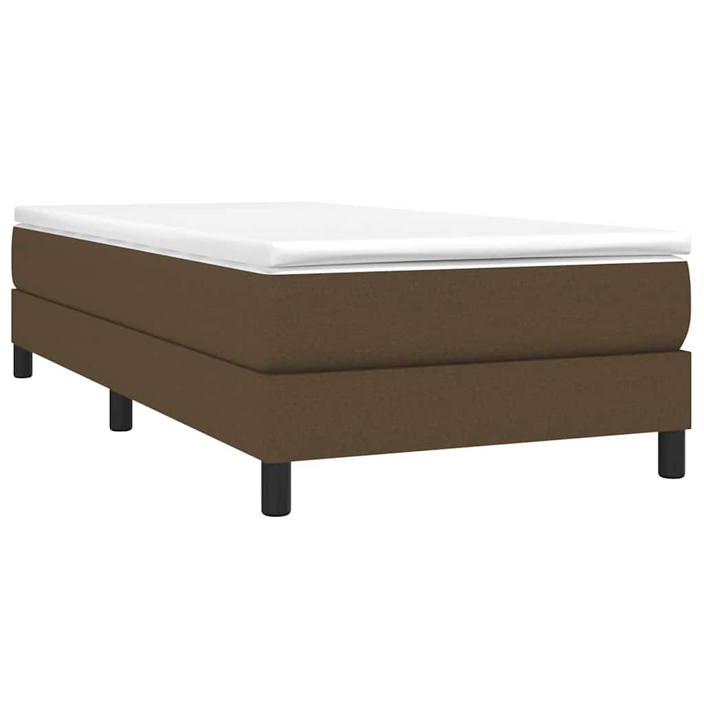 Estrutura de cama com molas 90x190 cm tecido castanho-escuro