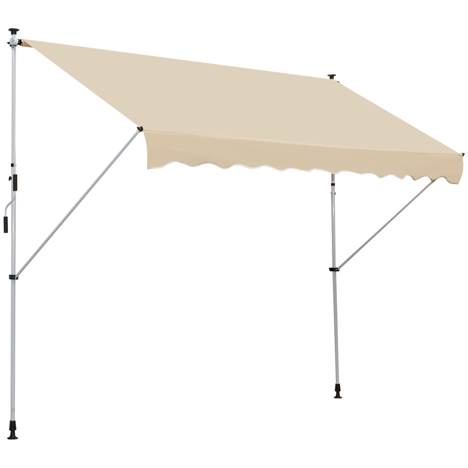 Toldo portátil pátio varanda 3x1,5m toldo manual dobrável de alumínio altura regulável com manivela para terraço jardim bege