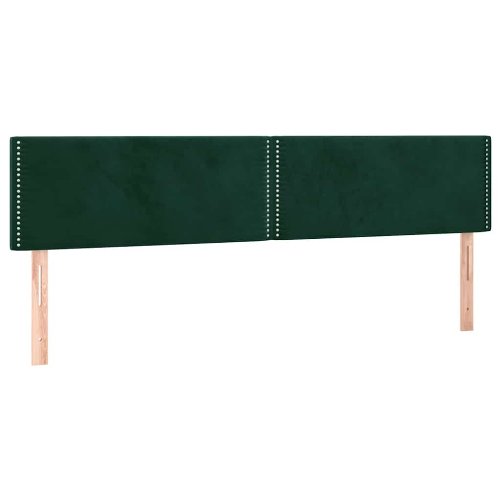 Cabeceira de cama c/luzes LED veludo 180x5x78/88cm verde-escuro