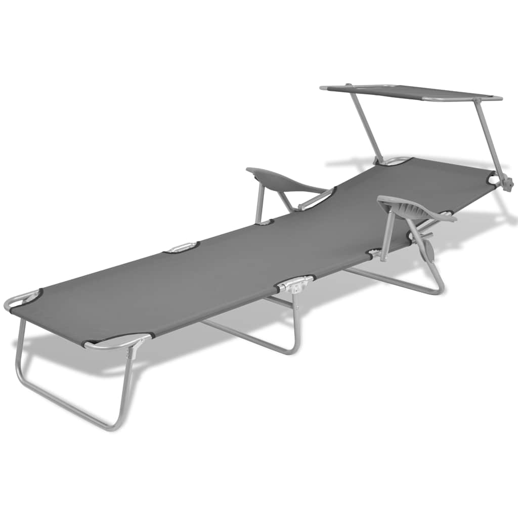 Espreguiçadeira com toldo aço cinzento