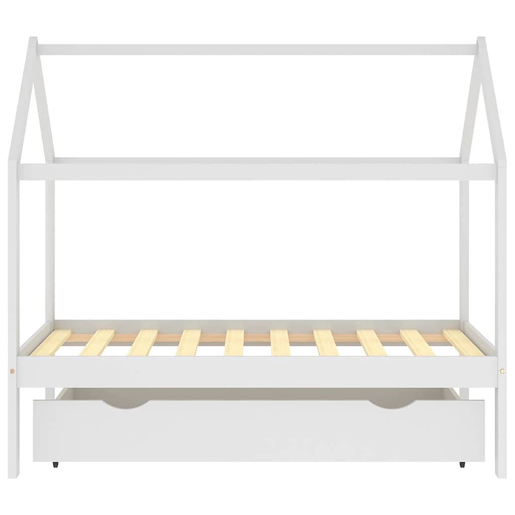 Cama para crianças c/ gaveta 80x160 cm pinho maciço branco