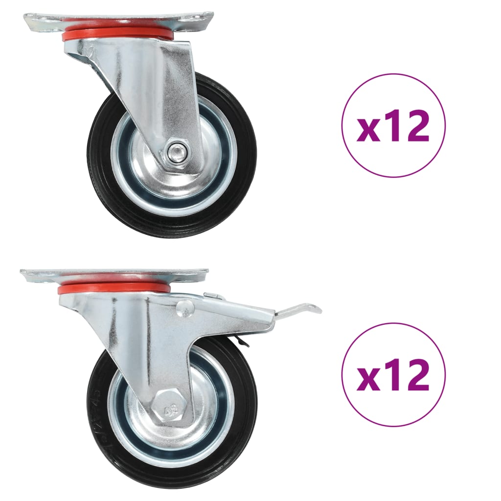 24 Pcs rodas giratórias 75 mm