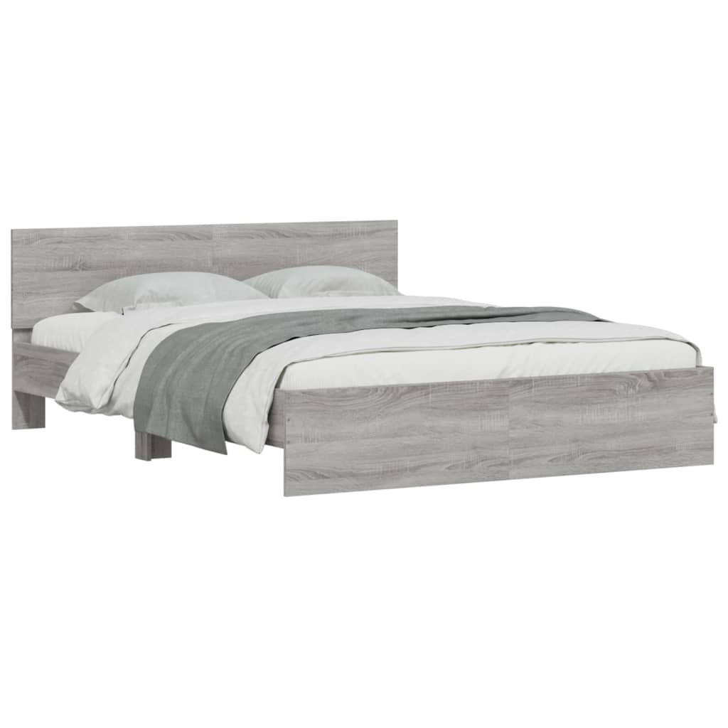 Estrutura de cama com cabeceira 140x200 cm cinzento sonoma