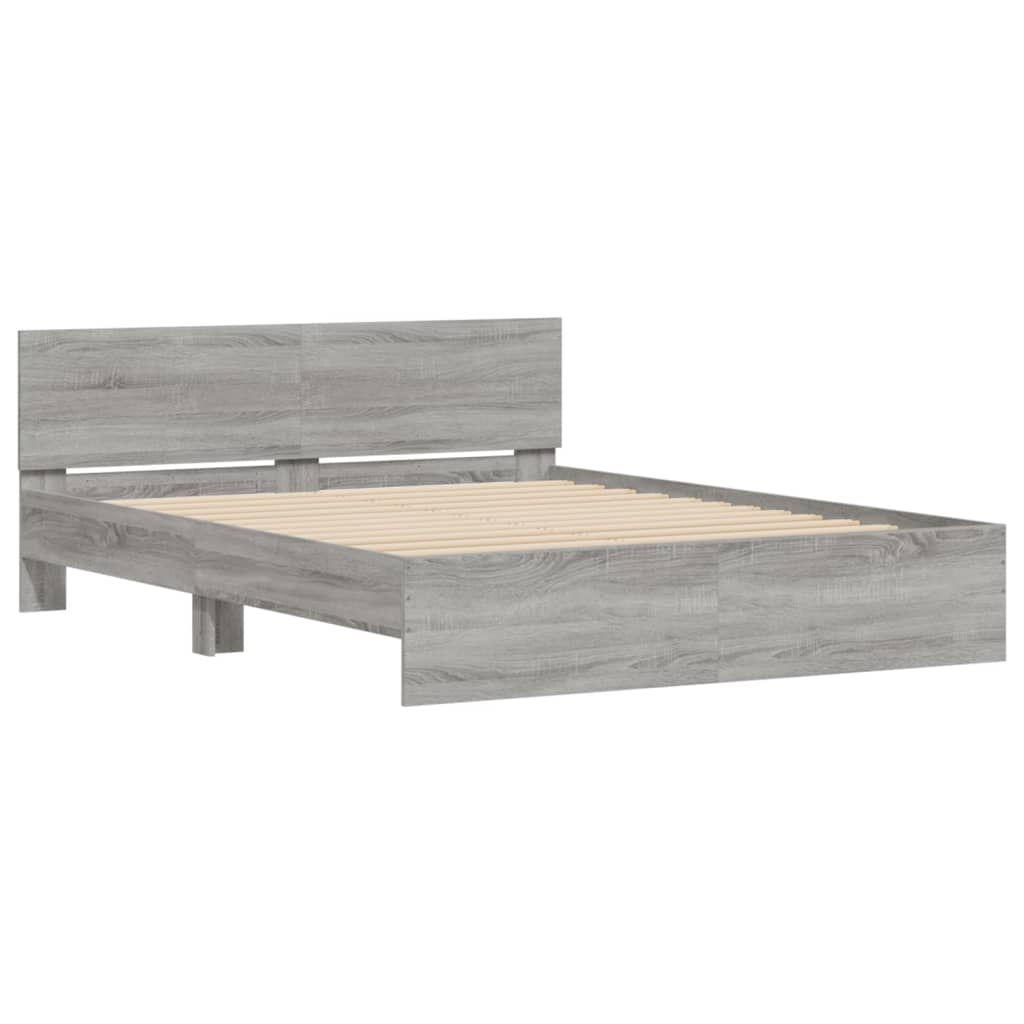 Estrutura de cama com cabeceira 140x200 cm cinzento sonoma