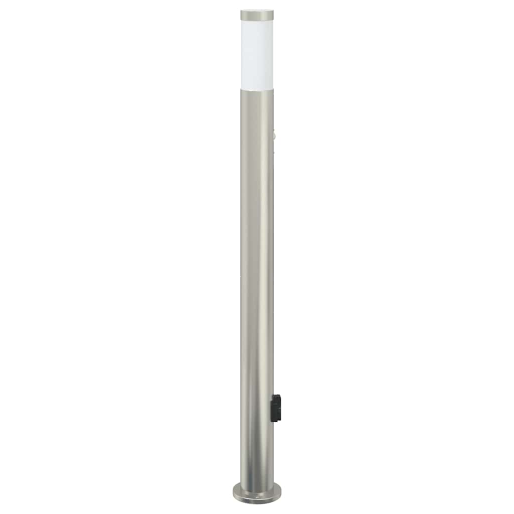 Luminária de poste com sensor e tomada, 110 cm, aço inoxidável, IP44