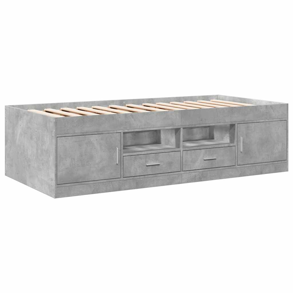 Sofá-cama com gavetas sem colchão 75x190 cm cinzento cimento