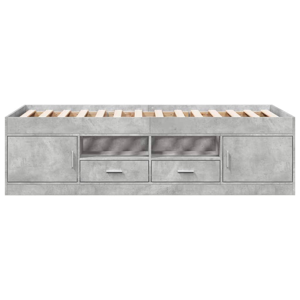 Sofá-cama com gavetas sem colchão 75x190 cm cinzento cimento