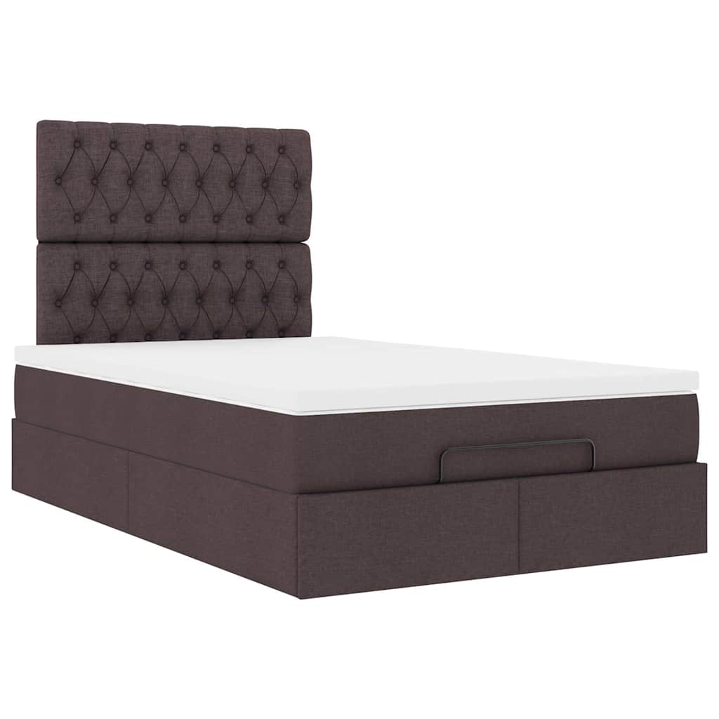 Estrutura de cama otomana com colchão 120x190cm castanho escuro