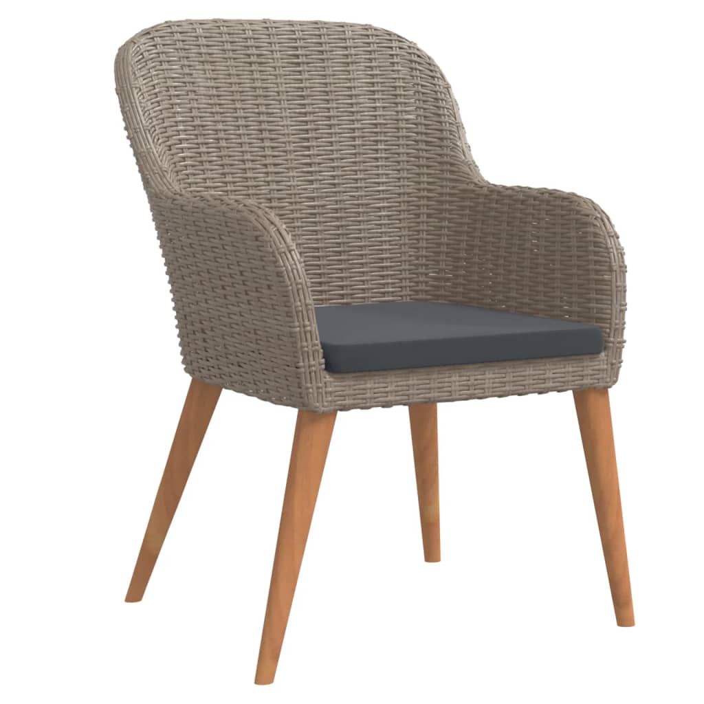 5 Pcs conjunto de jantar p/ jardim c/ almofadões castanho