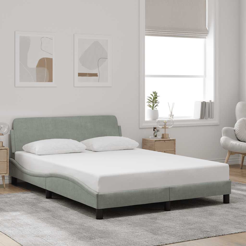 Estrutura de cama dover 140x190 cm veludo cinzento-claro