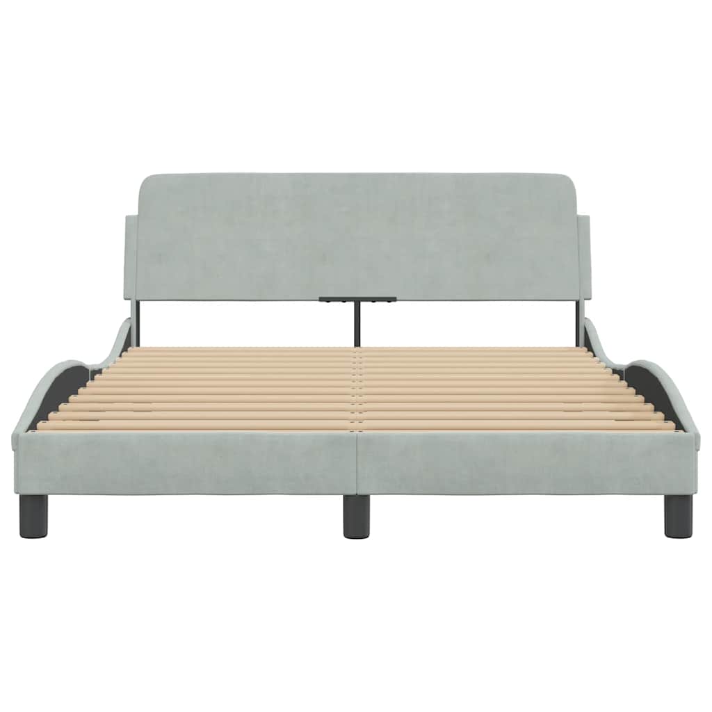 Estrutura de cama dover 140x190 cm veludo cinzento-claro