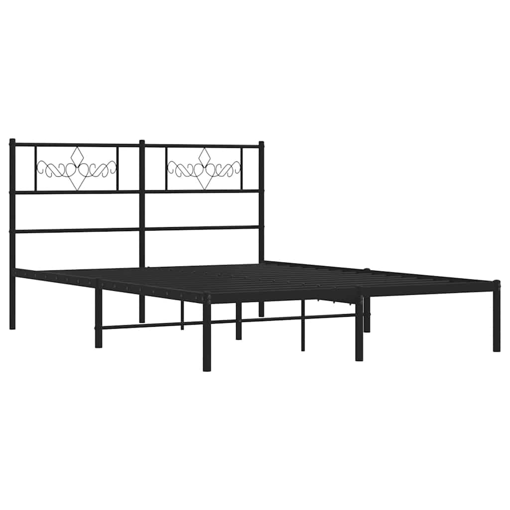 Estrutura de cama com cabeceira 135x190 cm metal preto