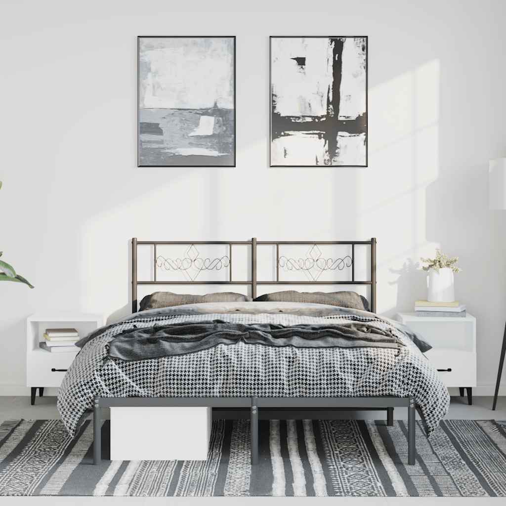Estrutura de cama com cabeceira 135x190 cm metal preto