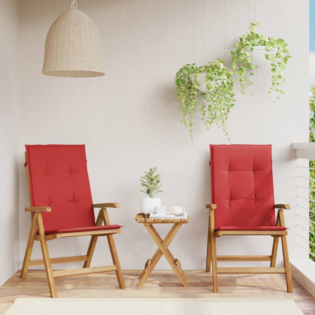 Cadeiras de jardim reclináveis c/ almofadões 2 pcs teca maciça