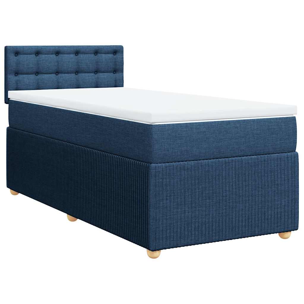 Cama com molas/colchão 90x190 cm tecido azul