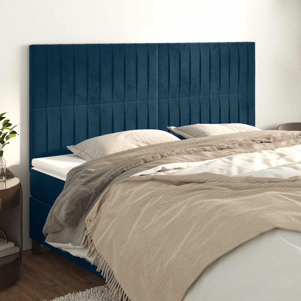 Cabeceira azul escuro 160x5x118/128 cm veludo
