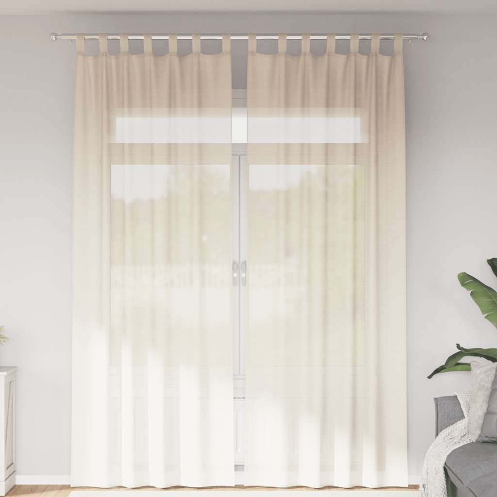 Cortinas de voile com aba 2 pcs creme