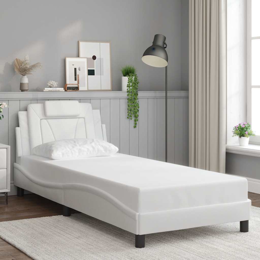 Estrutura de cama viana sem colchão couro artificial 80x200cm branco