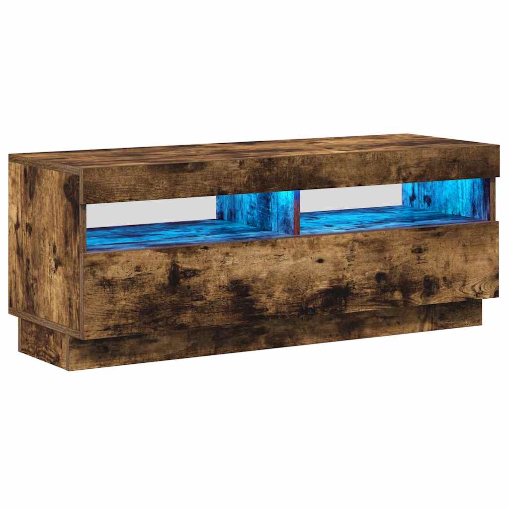 Móvel de TV com luzes LED 100x35x40 cm carvalho fumado