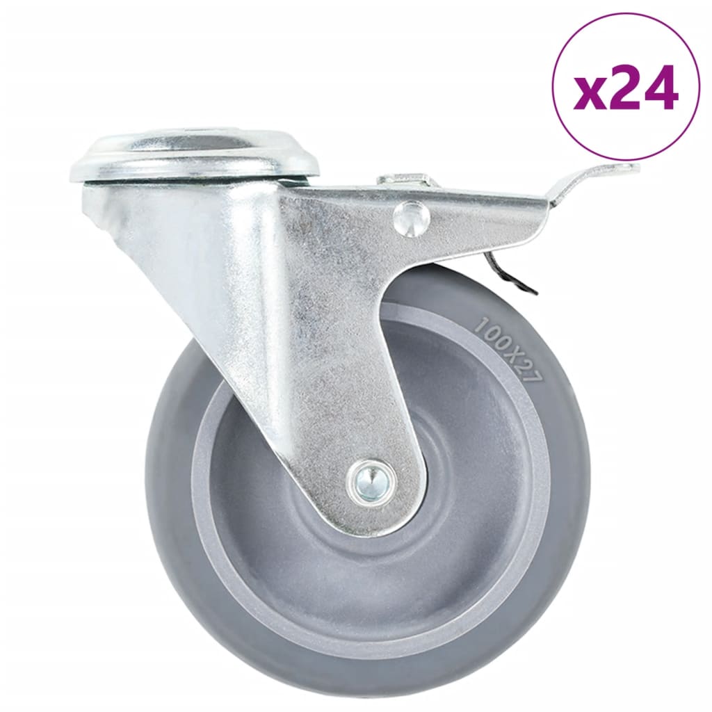 24 Pcs rodas giratórias com orifício para parafuso 100 mm