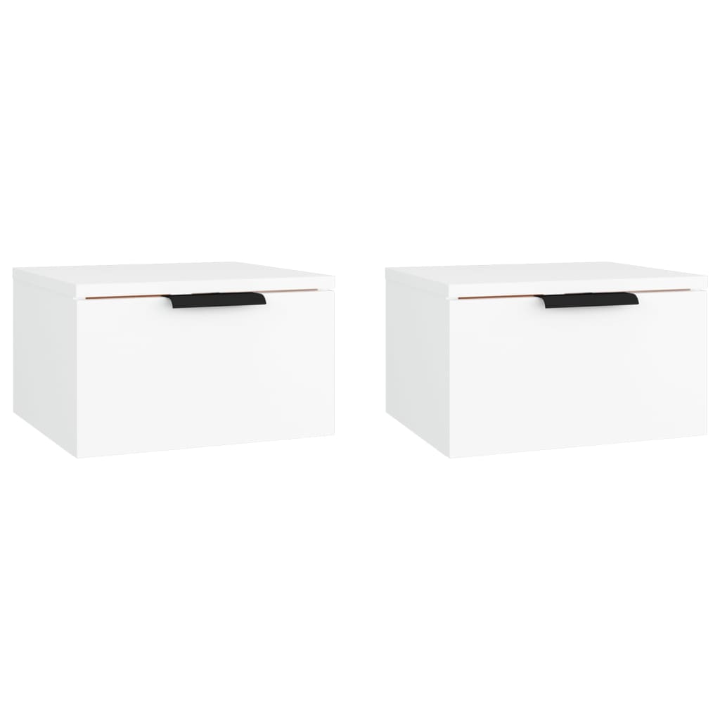 Mesas de cabeceira montagem na parede 2 pcs 34x30x20 cm branco