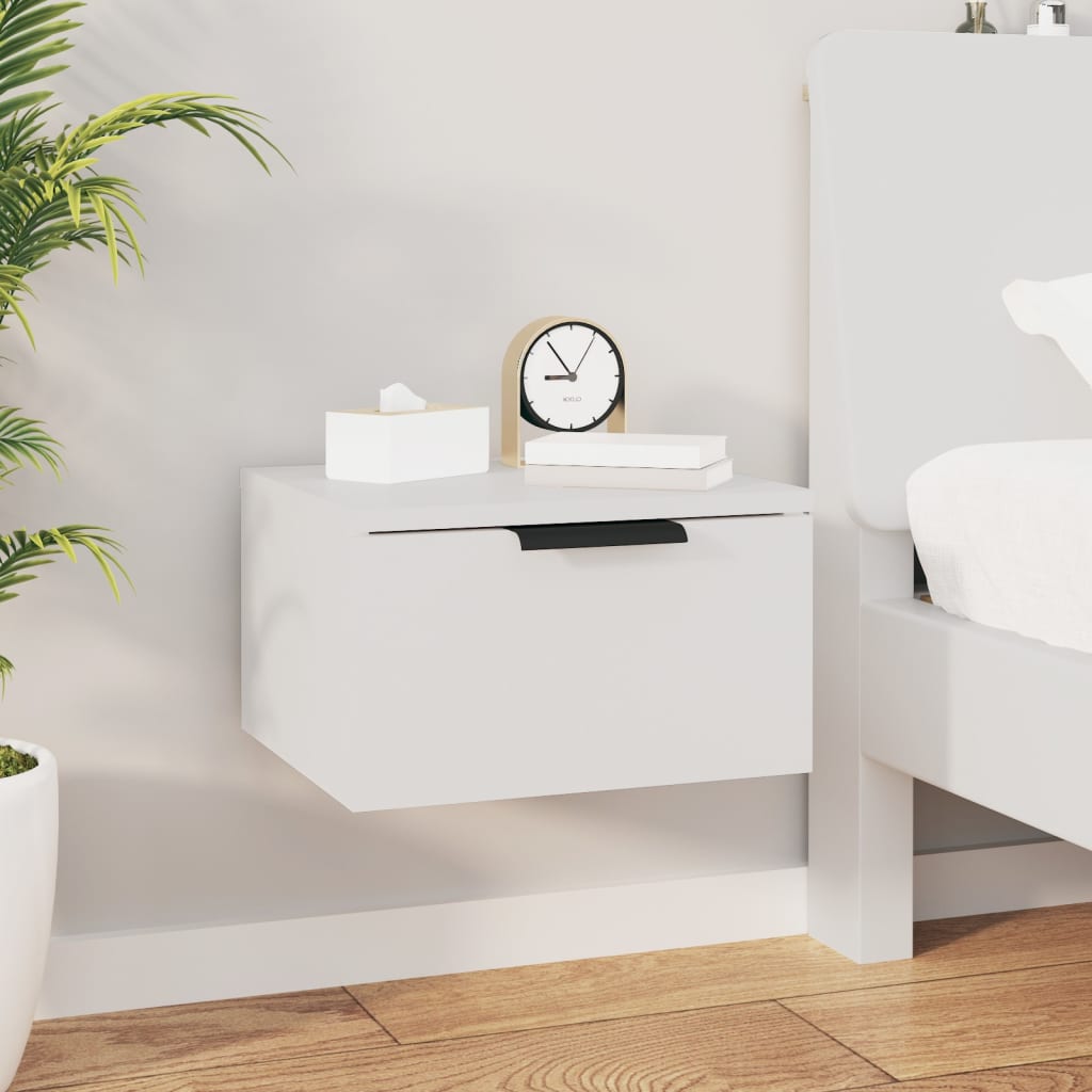 Mesas de cabeceira montagem na parede 2 pcs 34x30x20 cm branco