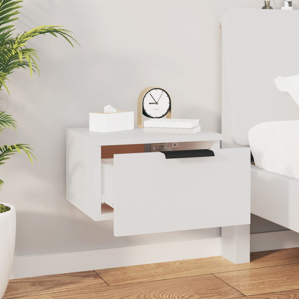 Mesas de cabeceira montagem na parede 2 pcs 34x30x20 cm branco