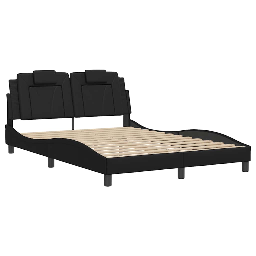 Estrutura de cama viana sem colchão 140x190 cm couro artificial preto