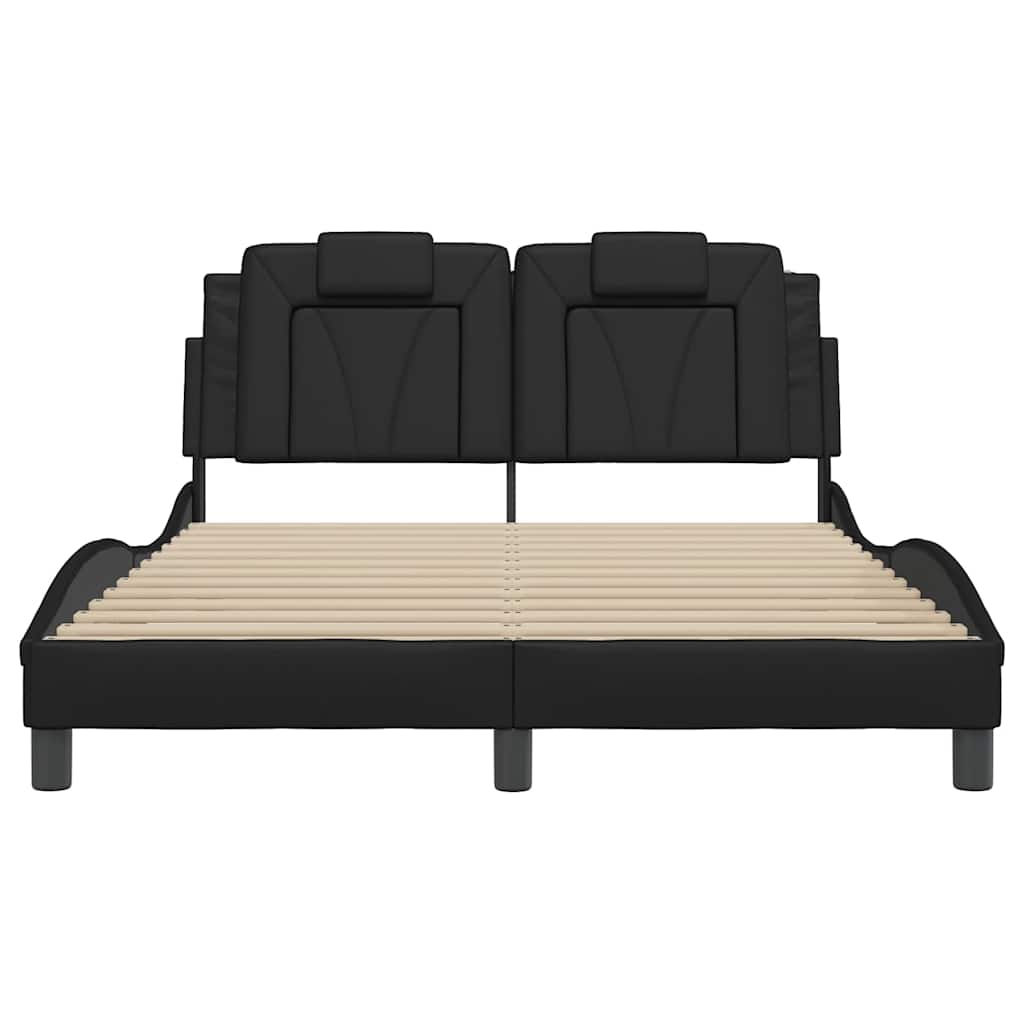 Estrutura de cama viana sem colchão 140x190 cm couro artificial preto