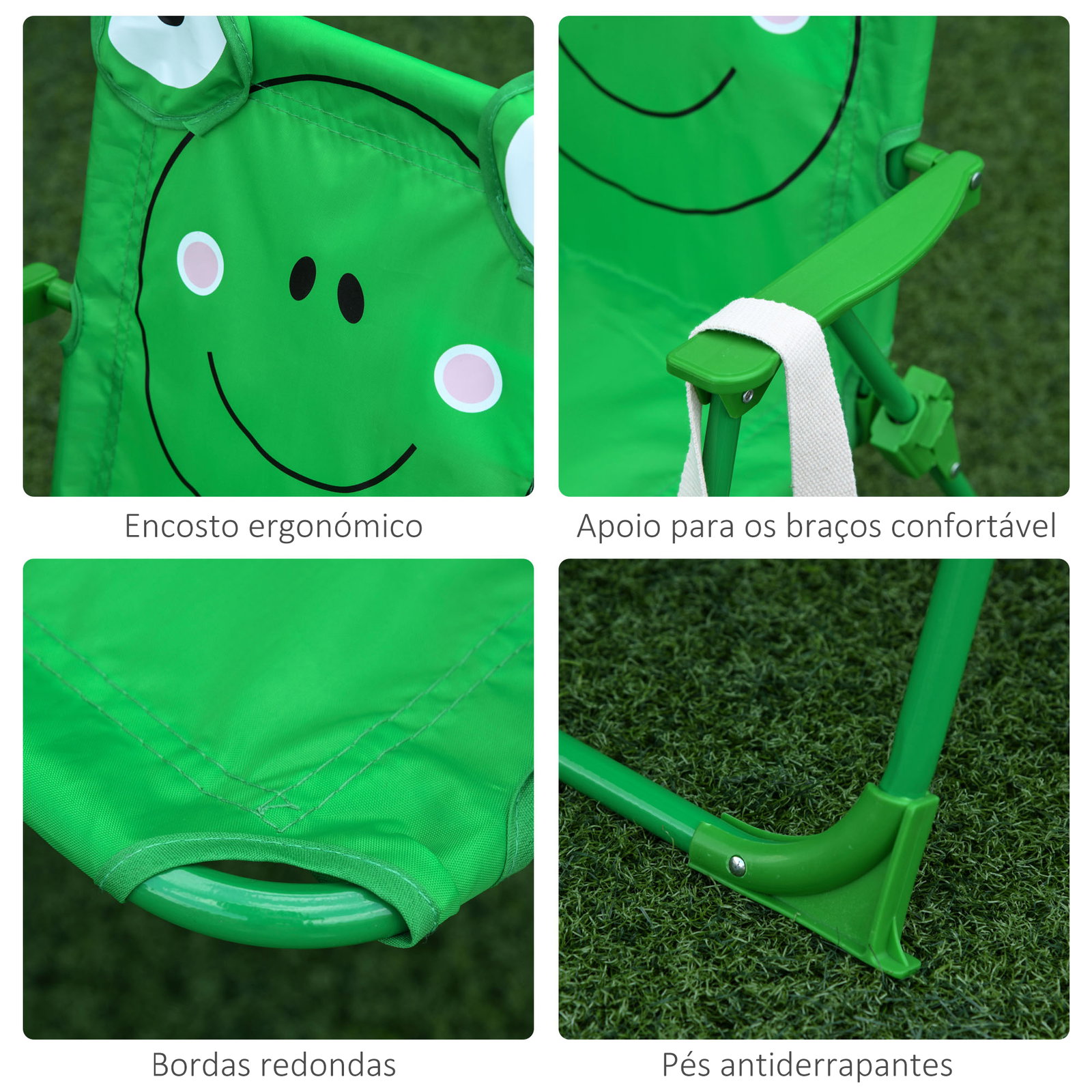 Conjunto de mesa e cadeira de jardim conjunto de picnic dobrável para crianças conjunto de mesa com chapéu de sol com altura ajustável 100-125cm desenho de sapo verde