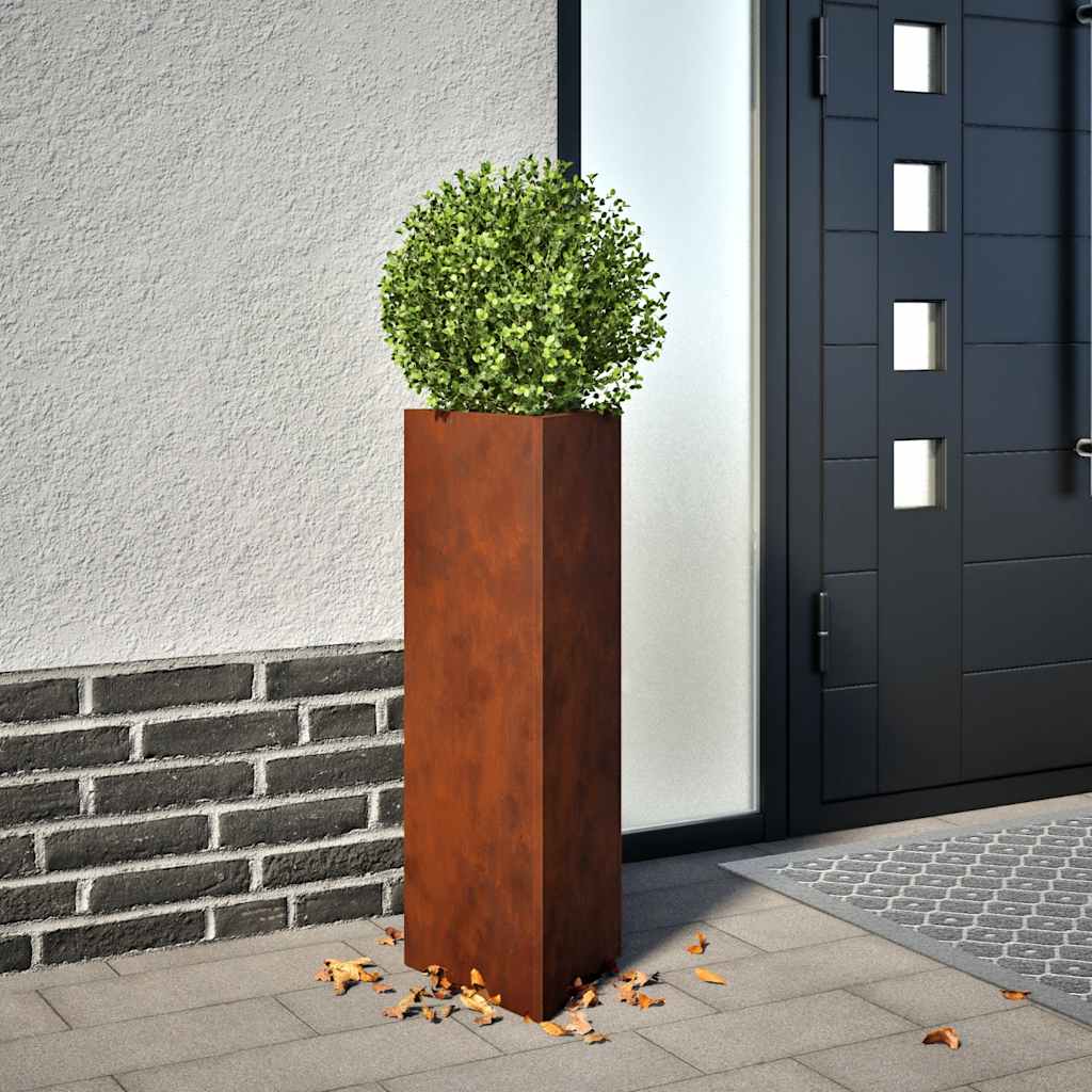 Vaso/floreira de jardim 30x26x75 cm aço corten