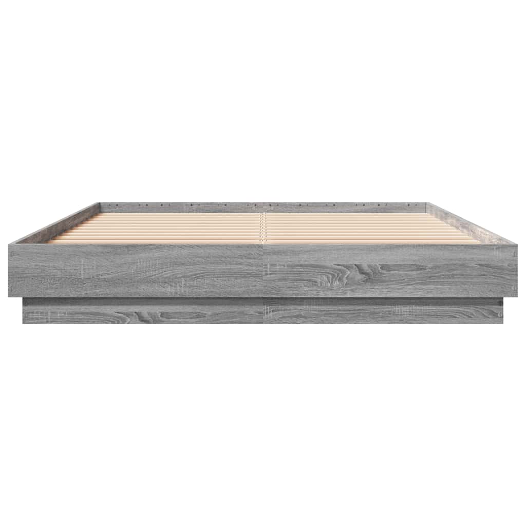 Estrutura de cama 160x200 cm derivados de madeira cinza sonoma