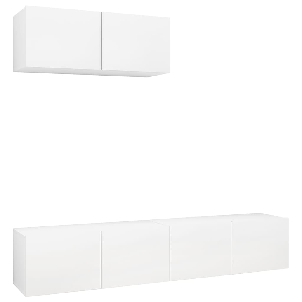 Móveis de TV 3 pcs derivados de madeira branco