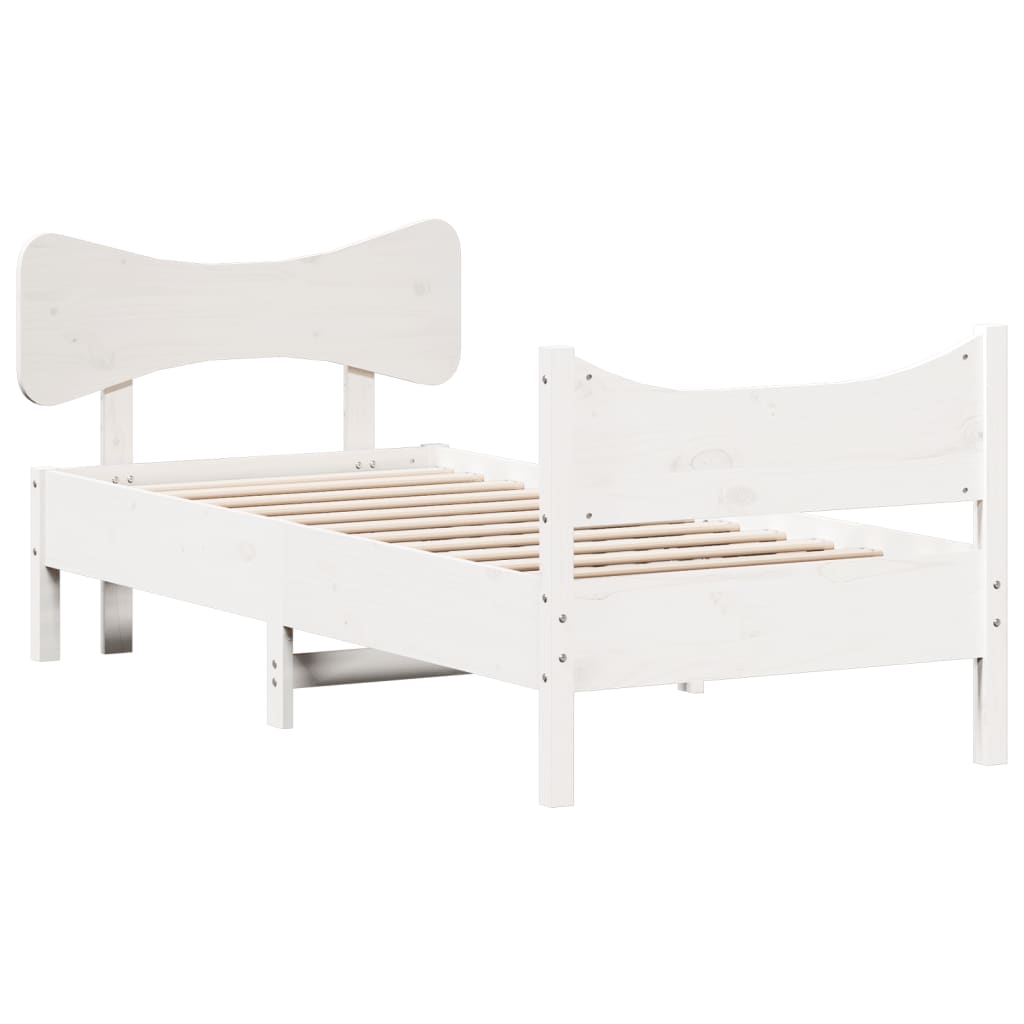 Cama sem colchão 75x190 cm madeira de pinho maciça branco