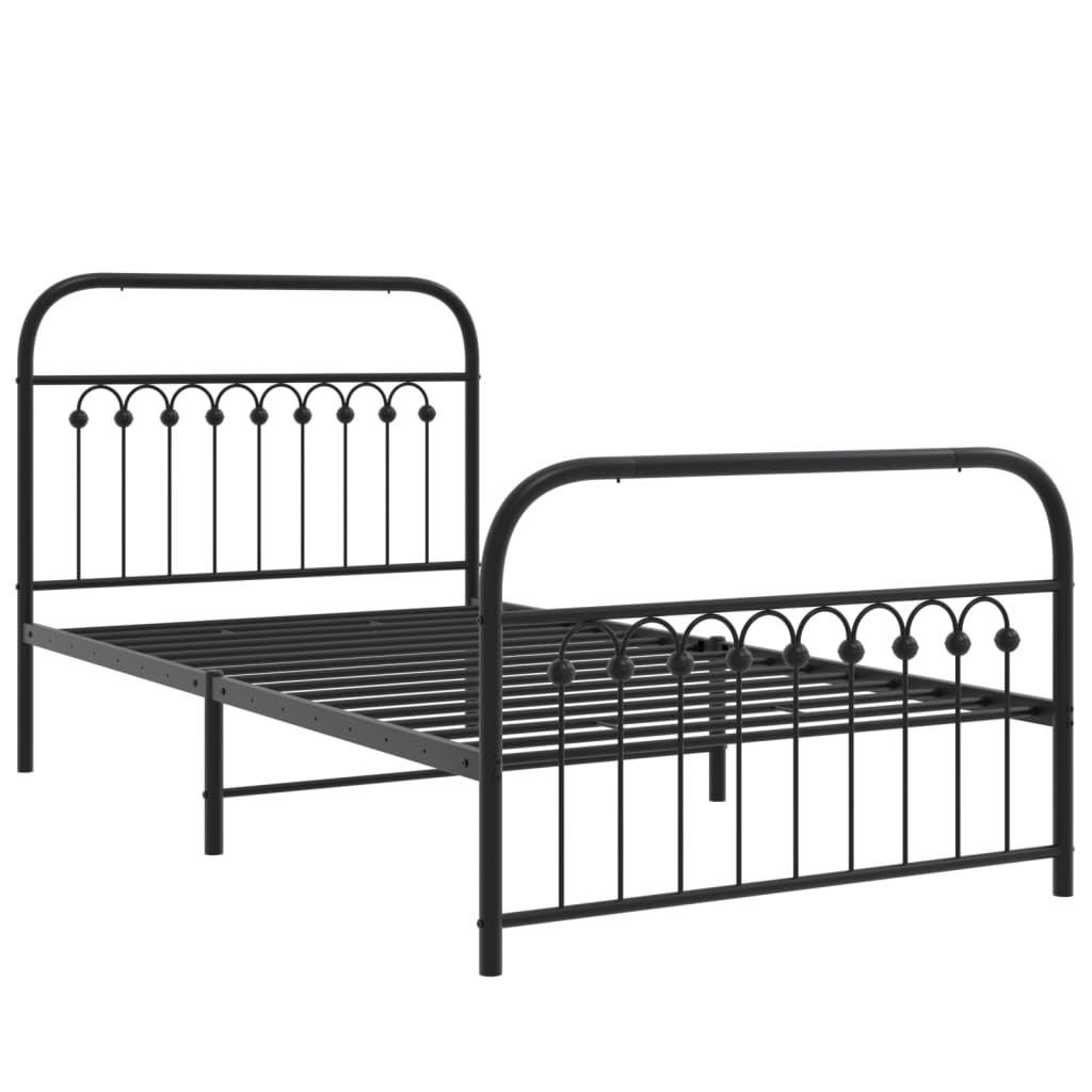 Estrutura de cama com cabeceira e pés 100x190 cm metal preto