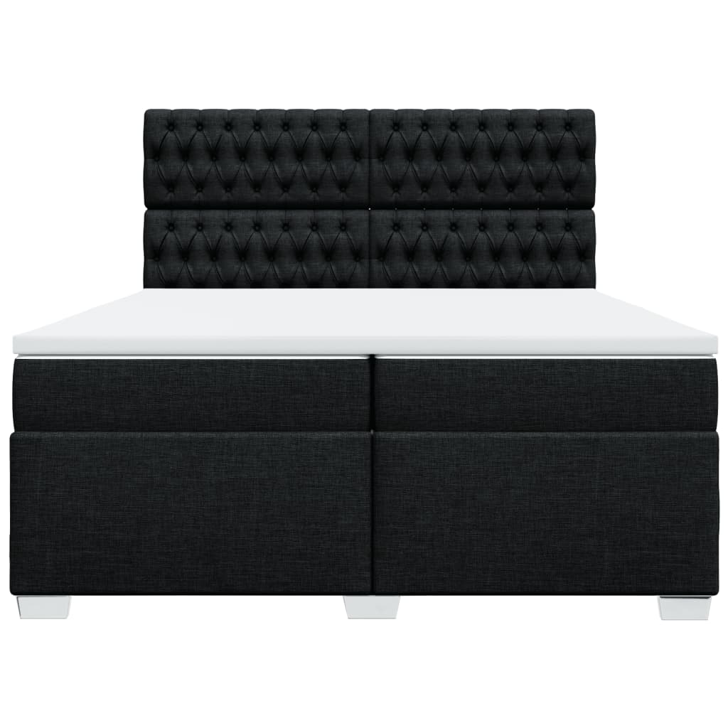 Cama com molas/colchão 200x200 cm tecido preto
